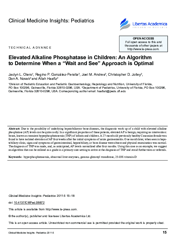 (PDF) Elevated Alkaline Phosphatase in Children: An Algorithm to ...
