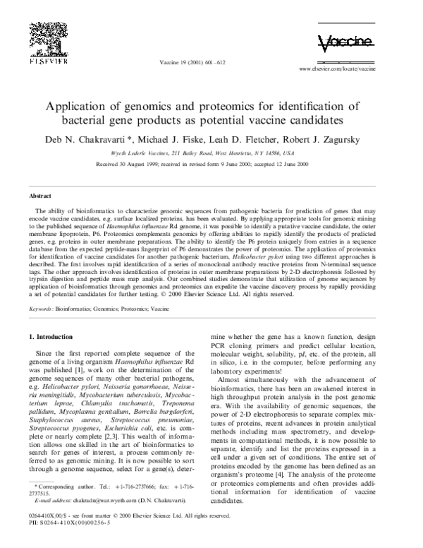 (PDF) Application of genomics and proteomics for identification of ...