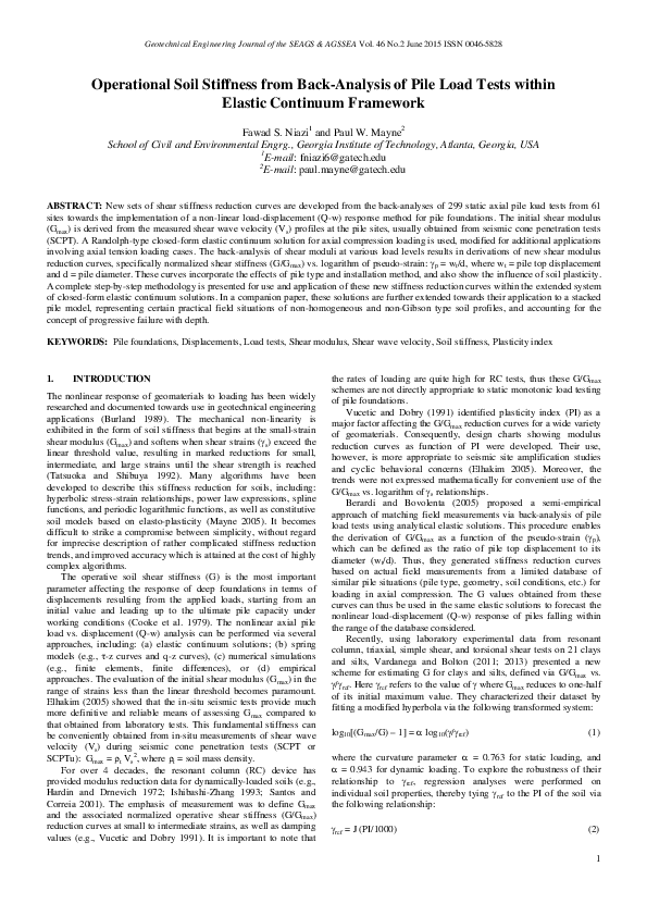 (PDF) Operational Soil Stiffness from Back-Analysis of Pile Load Tests ...