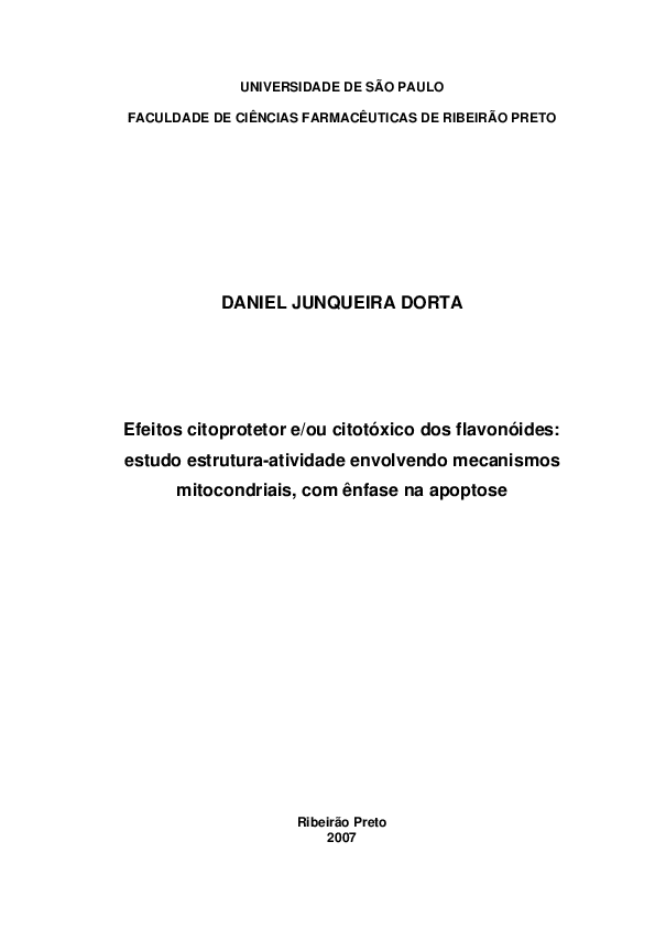 Efeitos citoprotetor e/ou citotóxico dos flavonóides: estudo estrutura-atividade envolvendo mecanismos mitocondriais, com ênfase na apoptose