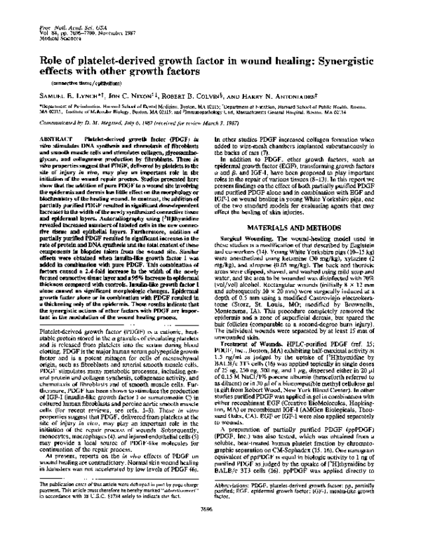 (PDF) Role of platelet-derived growth factor in wound healing