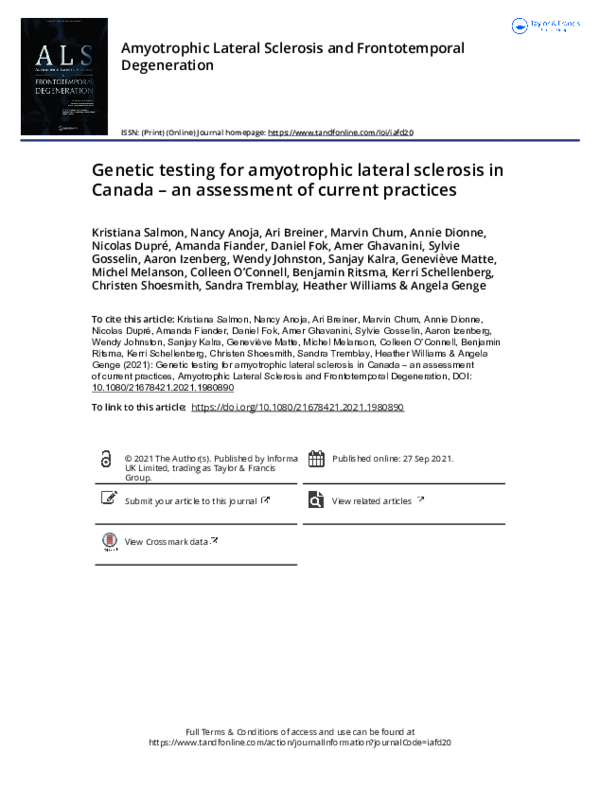 (PDF) Genetic testing for amyotrophic lateral sclerosis in Canada – an ...
