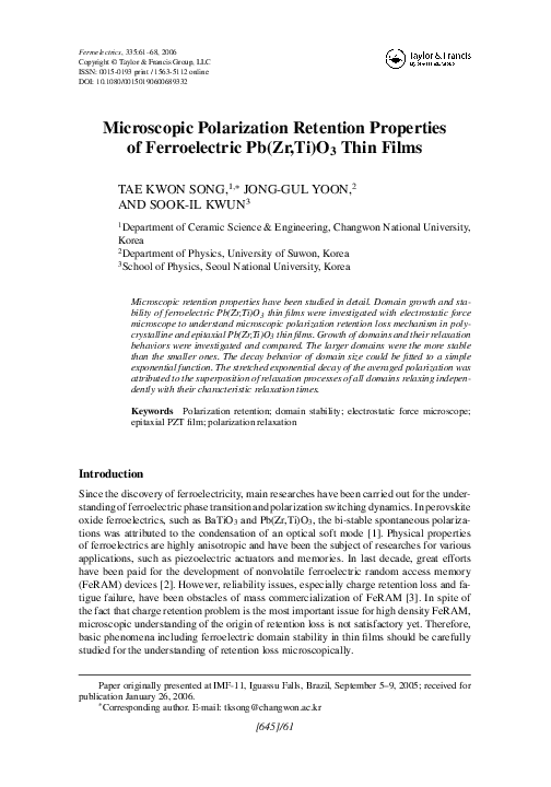 (PDF) Microscopic Polarization Retention Properties of Ferroelectric Pb ...