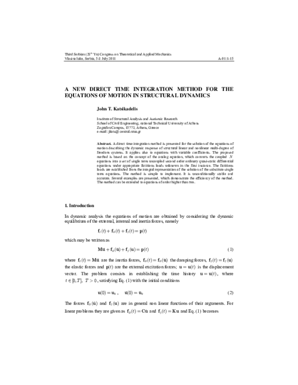 (PDF) A new direct time integration method for the equations of motion ...