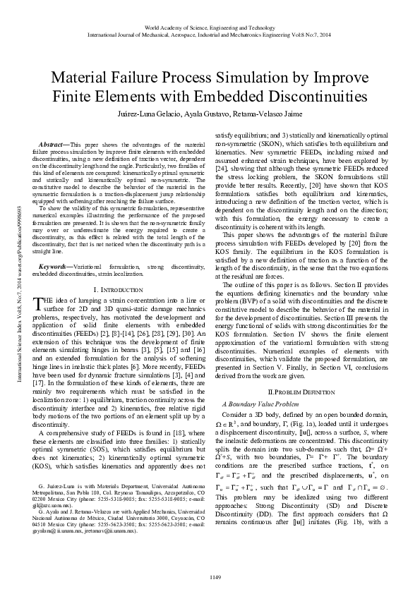 (PDF) Material Failure Process Simulation by Improve Finite Elements ...
