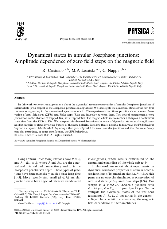 (PDF) Dynamical states in annular Josephson junctions: Amplitude ...