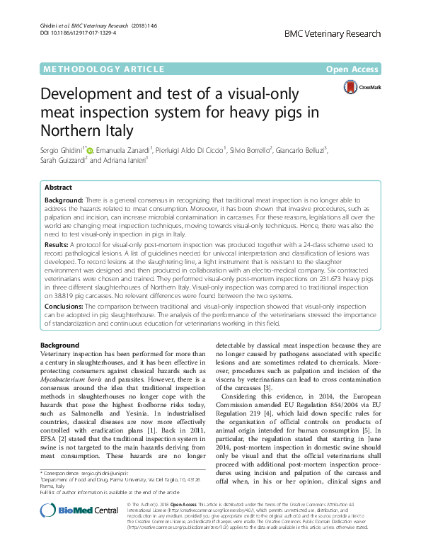 (PDF) Development and test of a visual-only meat inspection system for ...