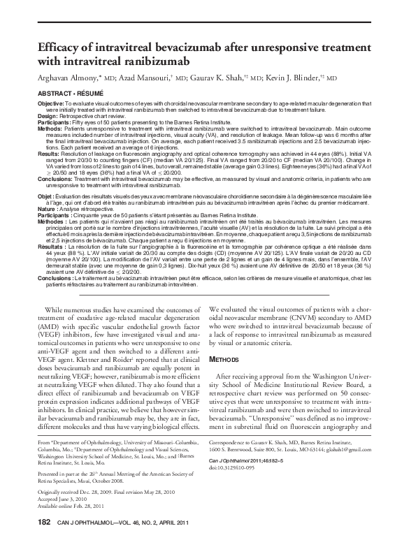 (PDF) Efficacy of intravitreal bevacizumab after unresponsive treatment ...