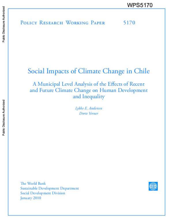(PDF) Social Impacts Of Climate Change In Chile : A Municipal Level ...