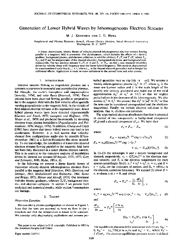(PDF) Generation of lower hybrid waves by inhomogeneous electron ...