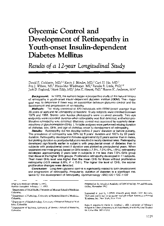 (PDF) Glycemic Control and Development of Retinopathy in Youth-onset ...
