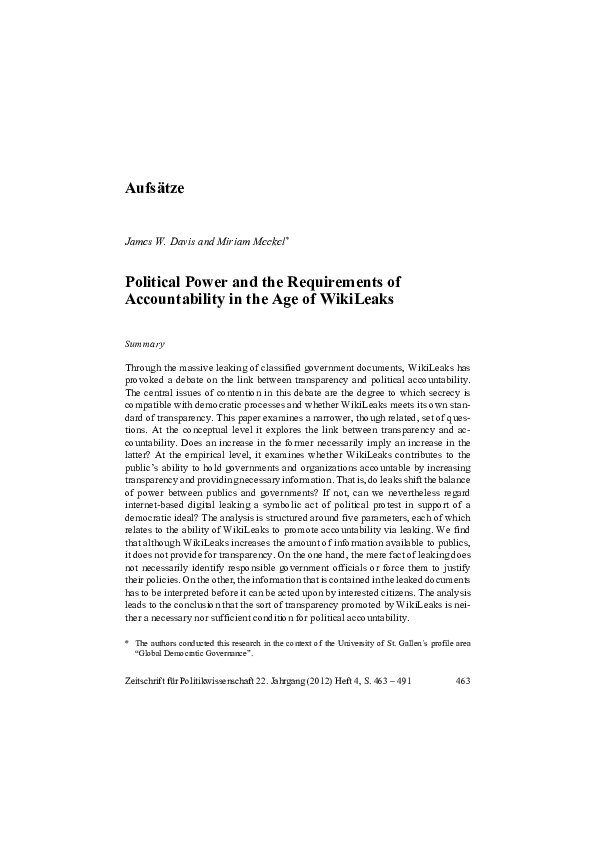 (PDF) Political Power and the Requirements of Accountability in the Age ...