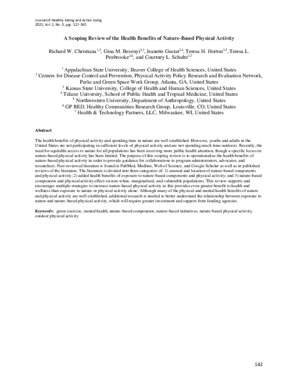 (PDF) A Scoping Review of the Health Benefits of Nature-Based Physical ...