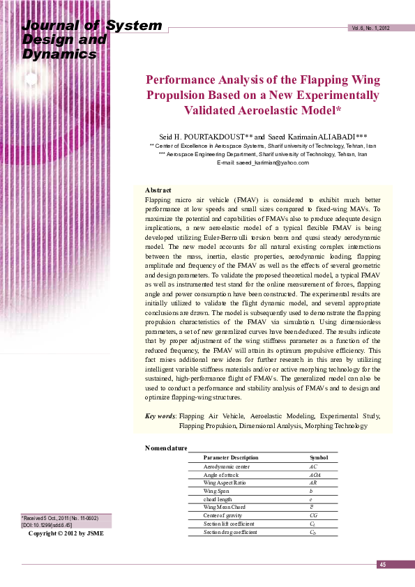 (PDF) Performance Analysis of the Flapping Wing Propulsion Based on a ...