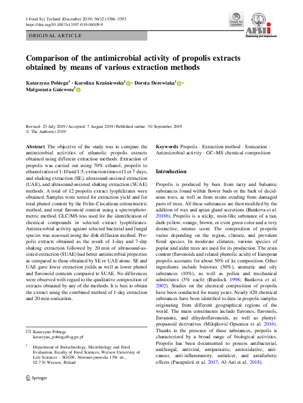 (PDF) Comparison of the antimicrobial activity of propolis extracts ...
