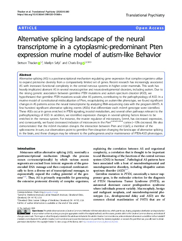 (PDF) Alternative splicing landscape of the neural transcriptome in a ...