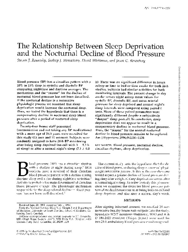 (PDF) The relationship between sleep deprivation and the nocturnal ...