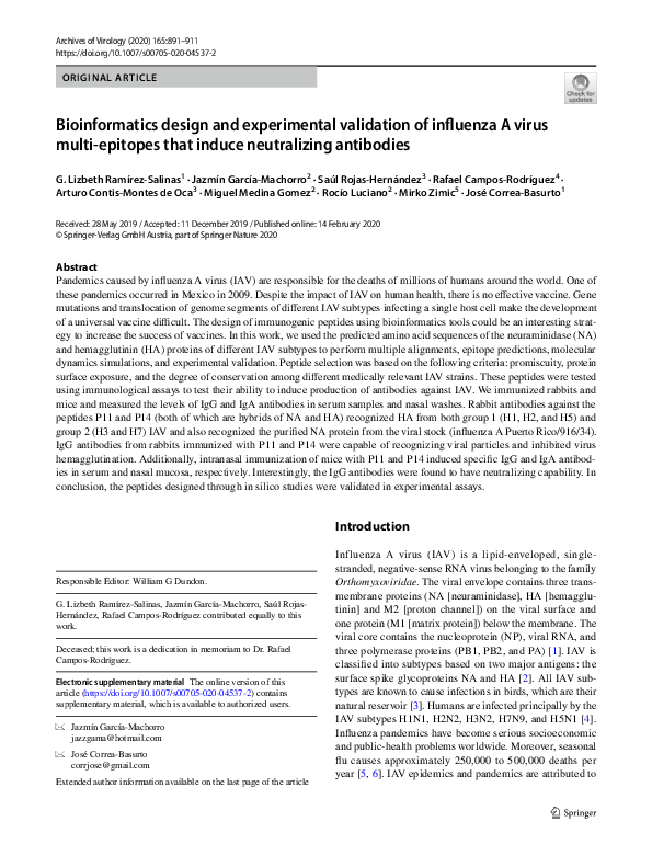 (PDF) Bioinformatics design and experimental validation of influenza A ...