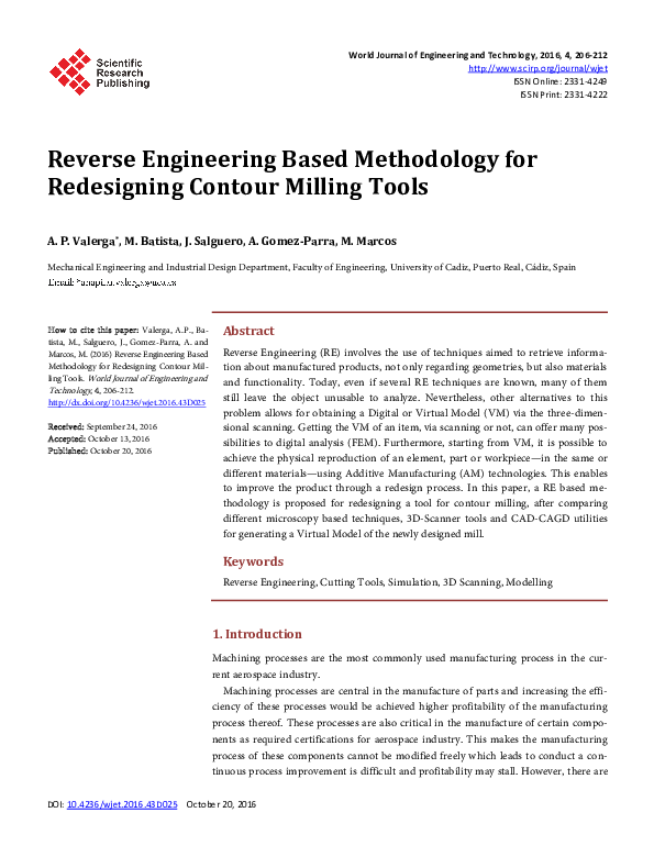 (PDF) Reverse Engineering Based Methodology for Redesigning Contour ...