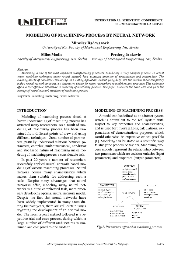 (PDF) Modeling of Machining Process by Neural Network