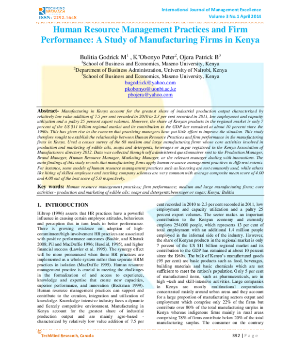 (PDF) Human Resource Management Practices and Firm Performance: An ...