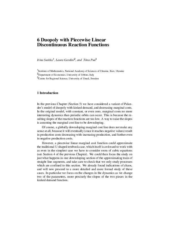 (PDF) Duopoly with Piecewise Linear Discontinuous Reaction Functions