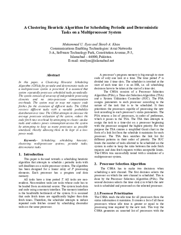 (PDF) A clustering heuristic algorithm for scheduling periodic and ...