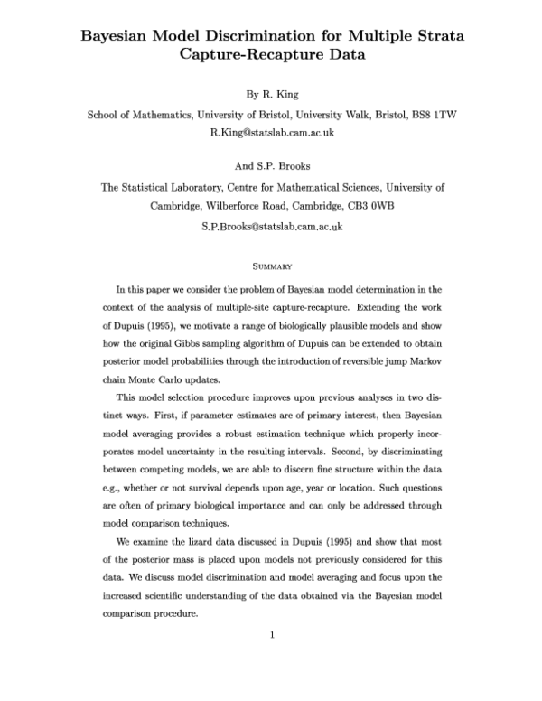 (PDF) Bayesian model discrimination for multiple strata capture ...