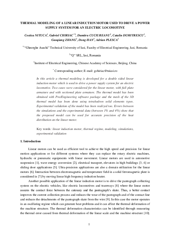(PDF) Thermal modeling of a linear induction motor used to drive a ...