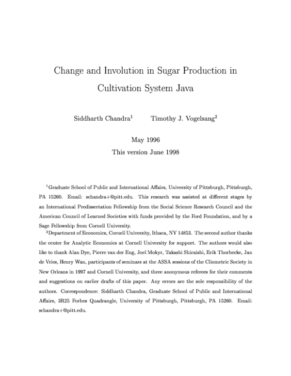 (PDF) Change and Involution in Sugar Production in Cultivation-System ...