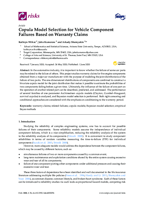 (PDF) Copula Model Selection for Vehicle Component Failures Based on ...