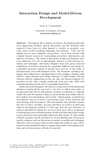 (PDF) Interaction Design and Model-Driven Development