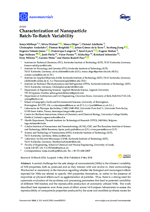  pdf characterization of nanoparticle batch to batch variability