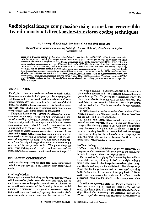 (PDF) Error-Free and Irreversible 2D-DCT Techniques for Radiological ...