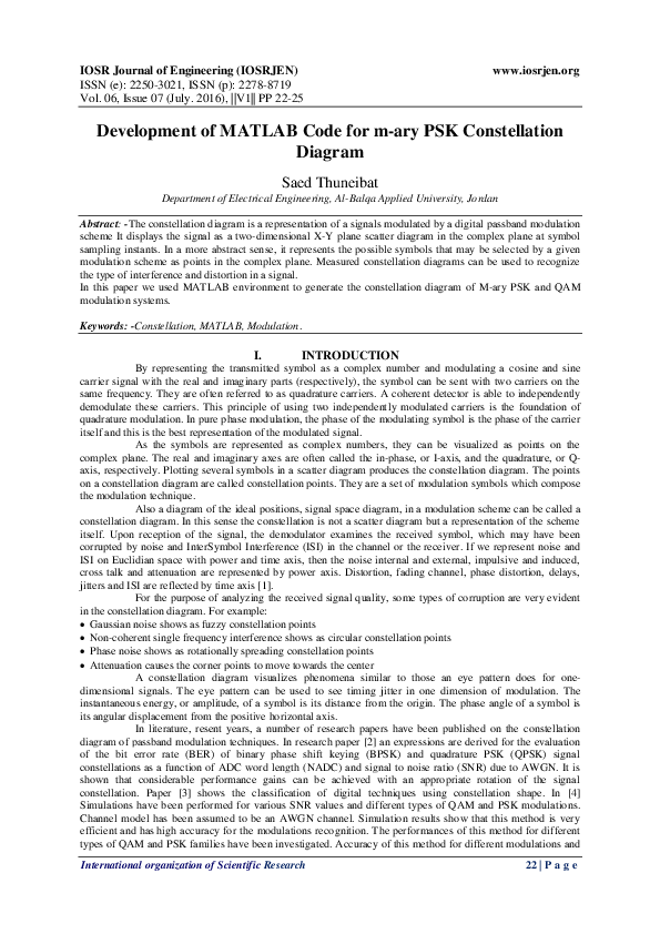 (PDF) Development of MATLAB Code for m-ary PSK Constellation Diagram