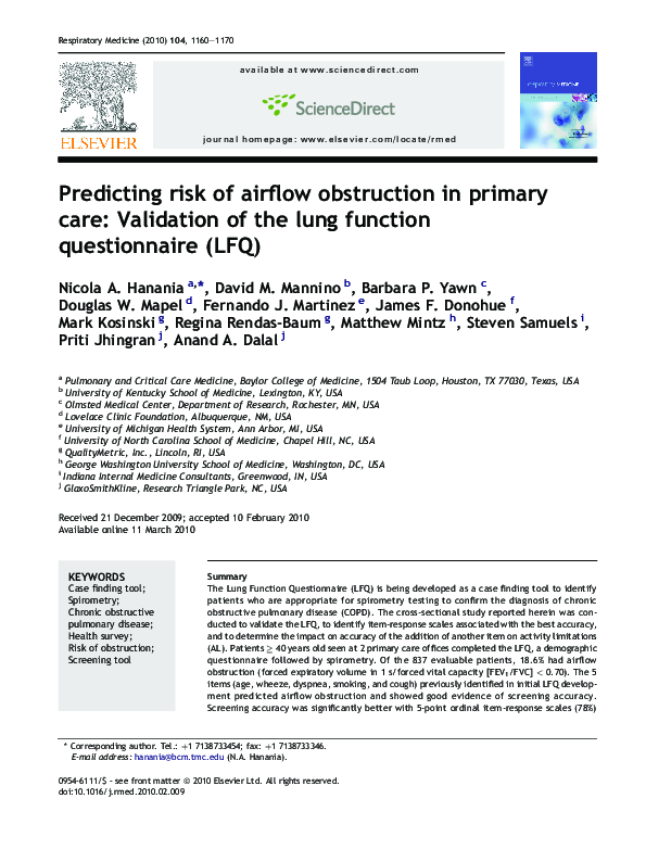 (PDF) Predicting risk of airflow obstruction in primary care ...