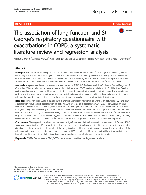 (PDF) The association of lung function and St. respiratory