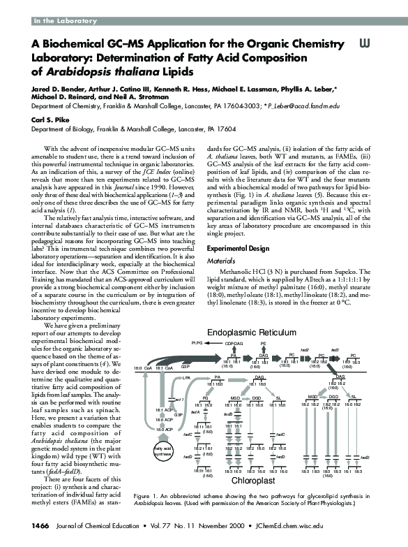 (PDF) A Biochemical GC-MS Application for the Organic Chemistry ...