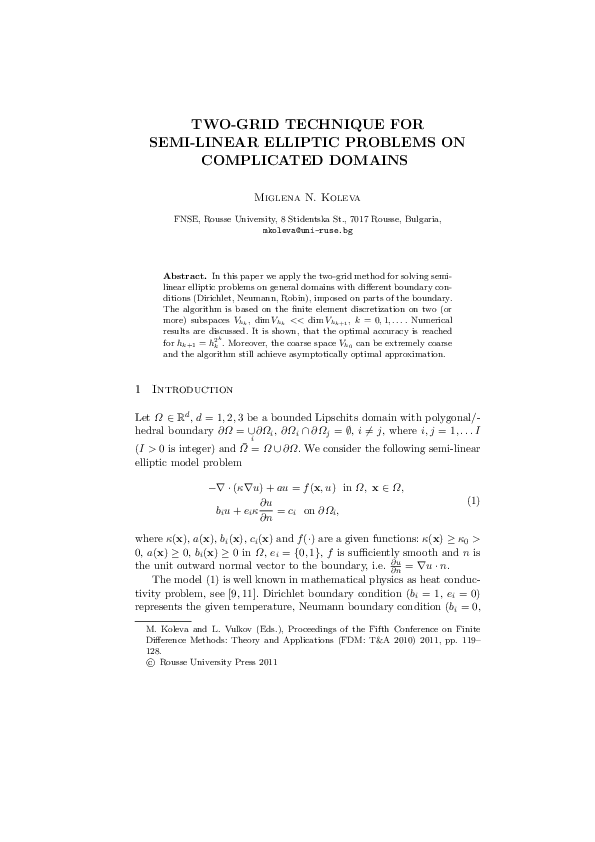 (PDF) Two-grid technique for semi-linear elliptic problems on ...