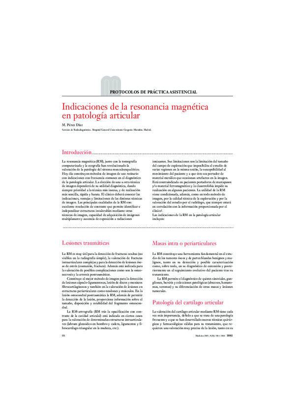  PDF Indicaciones De La Resonancia Magn tica En Patolog a Articular 