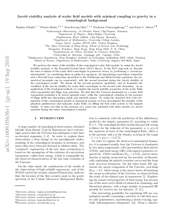 (PDF) Jacobi Stability Analysis of Scalar Field Models with Minimal ...