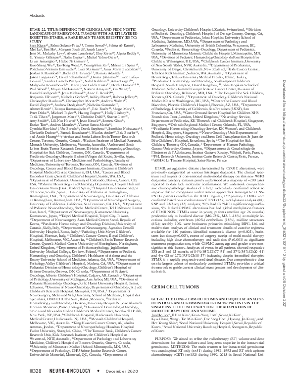 (PDF) ETMR-22. TITLE: DEFINING THE CLINICAL AND PROGNOSTIC LANDSCAPE OF ...