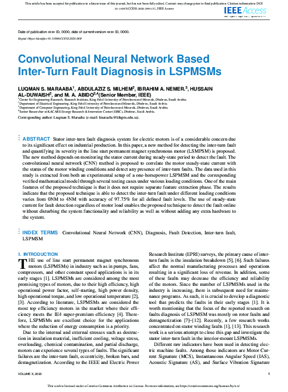 (PDF) Convolutional Neural Network Based Inter-Turn Fault Diagnosis in ...