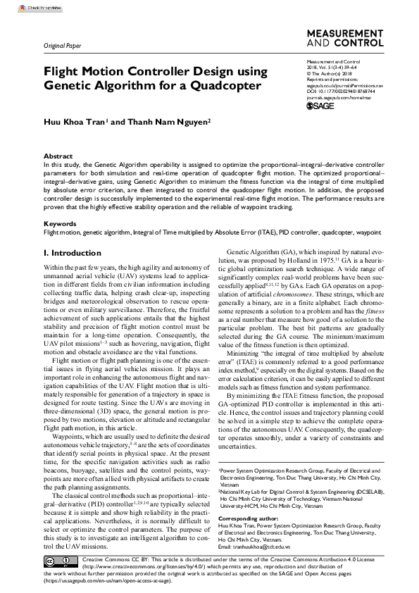 (PDF) Flight Motion Controller Design using Genetic Algorithm for a ...
