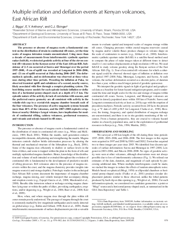 (PDF) Multiple inflation and deflation events at Kenyan volcanoes, East ...