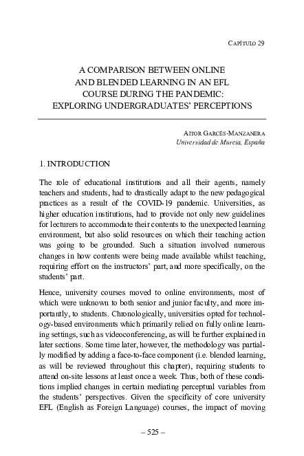 (PDF) A COMPARISON BETWEEN ONLINE AND BLENDED LEARNING IN AN EFL COURSE ...