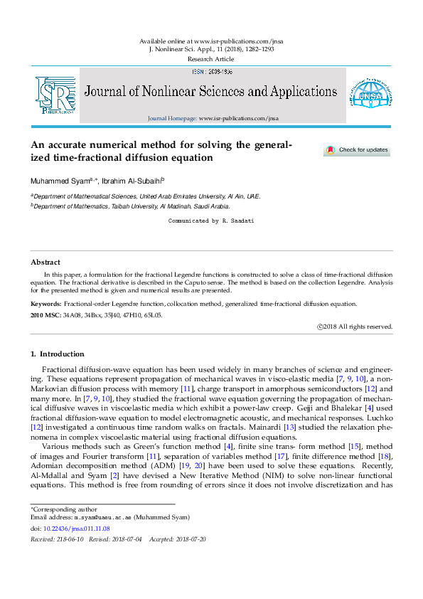(PDF) An accurate numerical method for solving the generalized time ...