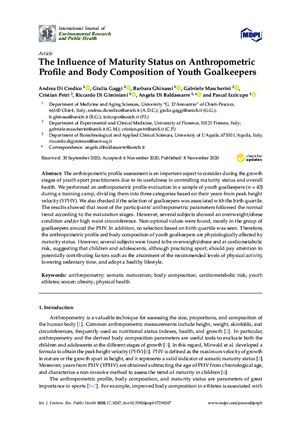 (PDF) The Influence of Maturity Status on Anthropometric Profile and ...