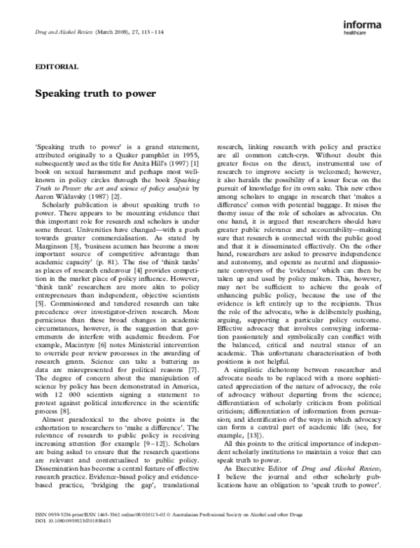 (PDF) Speaking truth to power Adeline FalkRafael Academia.edu