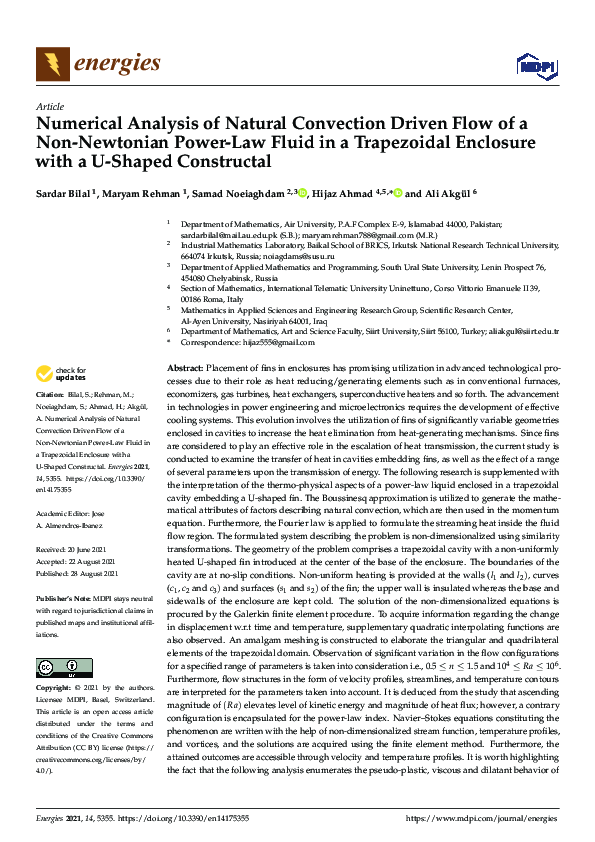 (PDF) Numerical Analysis of Natural Convection Driven Flow of a Non ...